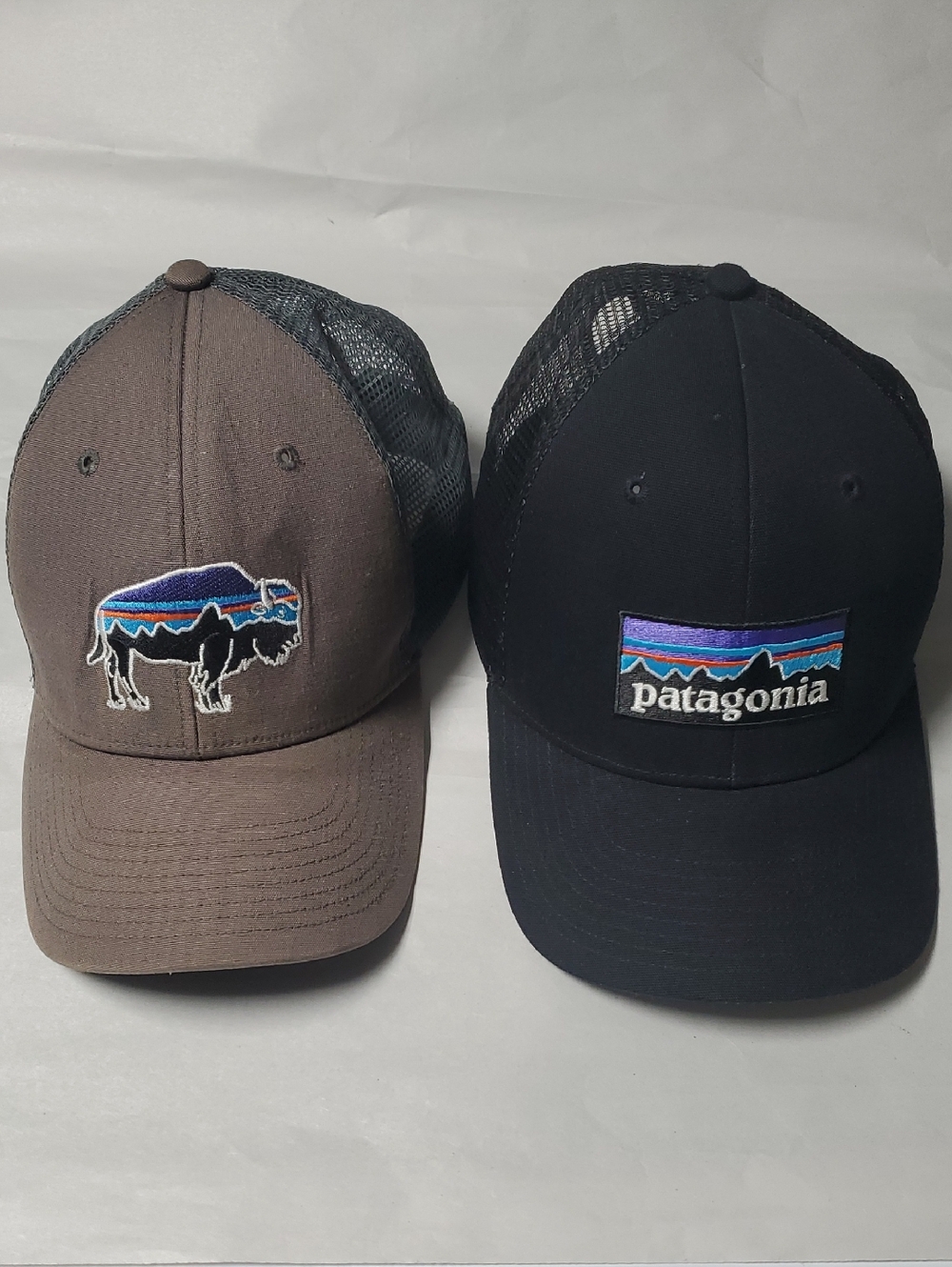 Patagonia Trucker Hat Duo Snapback Black Grey Bundle Of 2 Spellout Buffalo Print